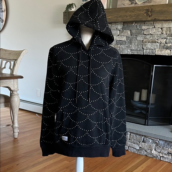 Men's Black and White Patterned Hoodie - Picture 1 of 7